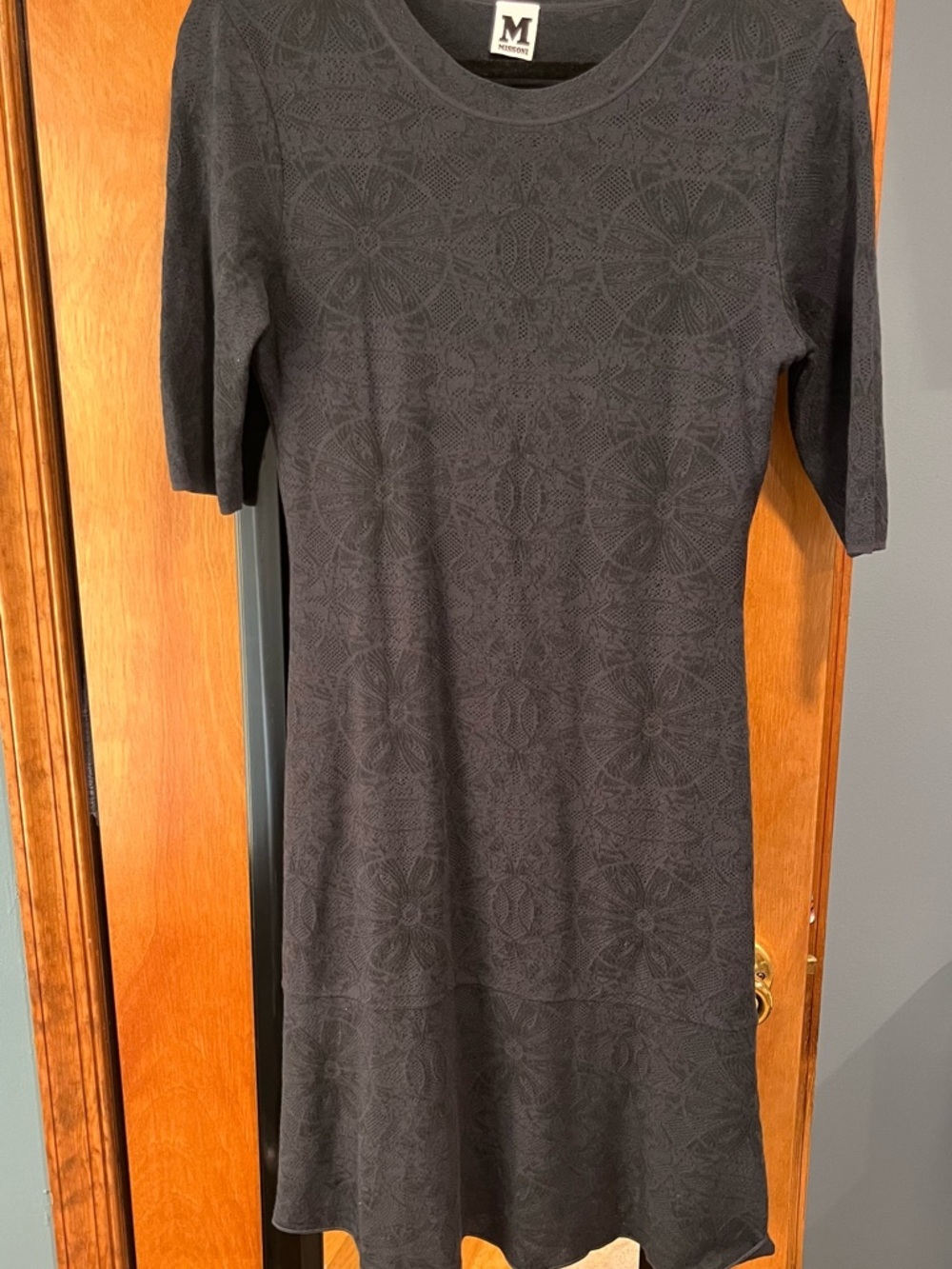 Missoni minimalist Dark Gray Midi Knit Dress with Subtle Texture - Picture 2 of 10